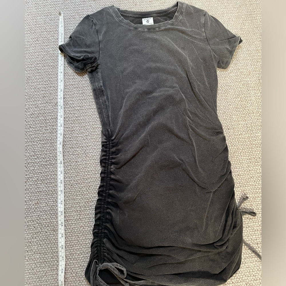 Faded black ruched mini dress